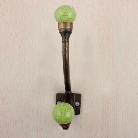 Lime Green Crackle Iron Hooks-EHG-88